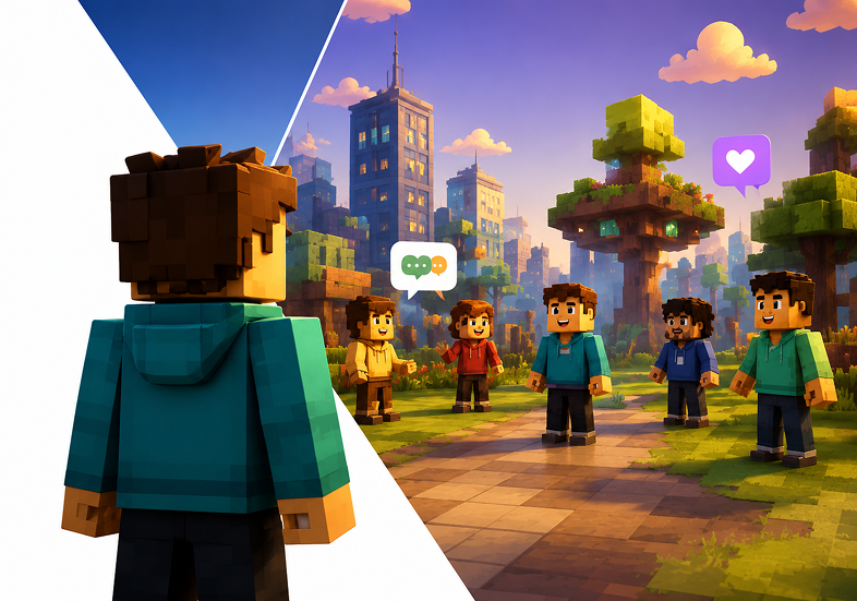 Kids interacting in a familiar game-like digital world